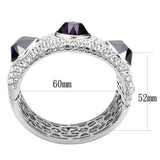 LO4330 - Rhodium Brass Bangle with AAA Grade CZ in Amethyst - Alamode - Flyclothing LLC