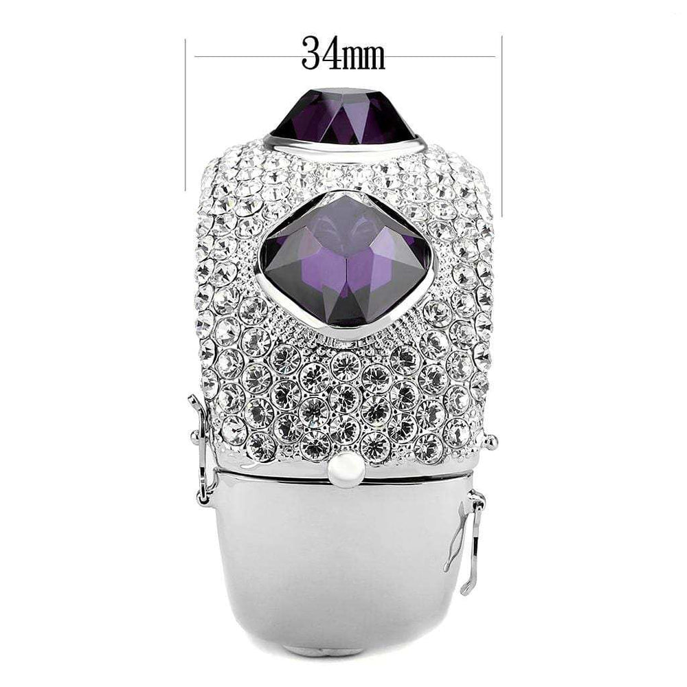 LO4330 - Rhodium Brass Bangle with AAA Grade CZ in Amethyst - Alamode - Flyclothing LLC