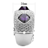 LO4330 - Rhodium Brass Bangle with AAA Grade CZ in Amethyst - Alamode - Flyclothing LLC