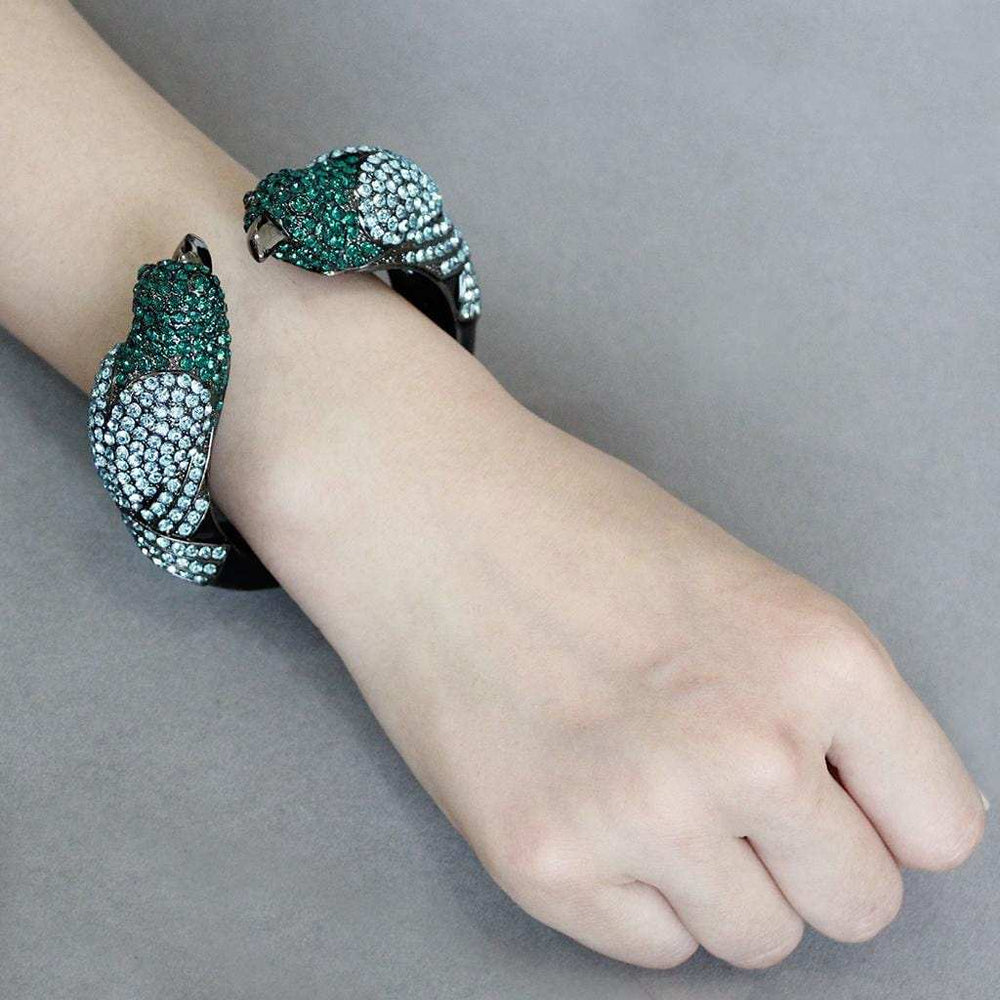 LO4332 - Ruthenium Brass Bangle with Top Grade Crystal in Multi Color - Alamode - Flyclothing LLC