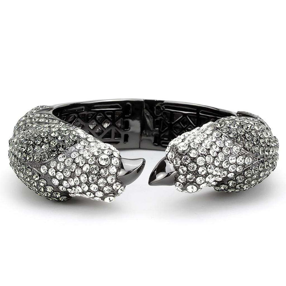 LO4333 - Ruthenium Brass Bangle with Top Grade Crystal in Multi Color - Alamode - Flyclothing LLC