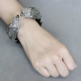 LO4333 - Ruthenium Brass Bangle with Top Grade Crystal in Multi Color - Alamode - Flyclothing LLC