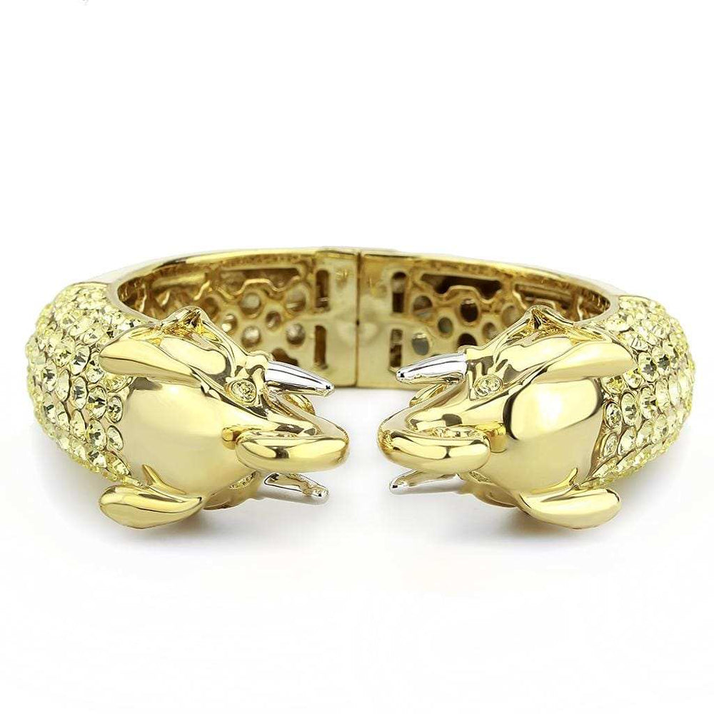 LO4334 - Gold+Rhodium Brass Bangle with Top Grade Crystal in Citrine Yellow - Alamode - Flyclothing LLC