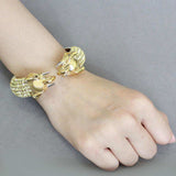 LO4334 - Gold+Rhodium Brass Bangle with Top Grade Crystal in Citrine Yellow - Alamode - Flyclothing LLC