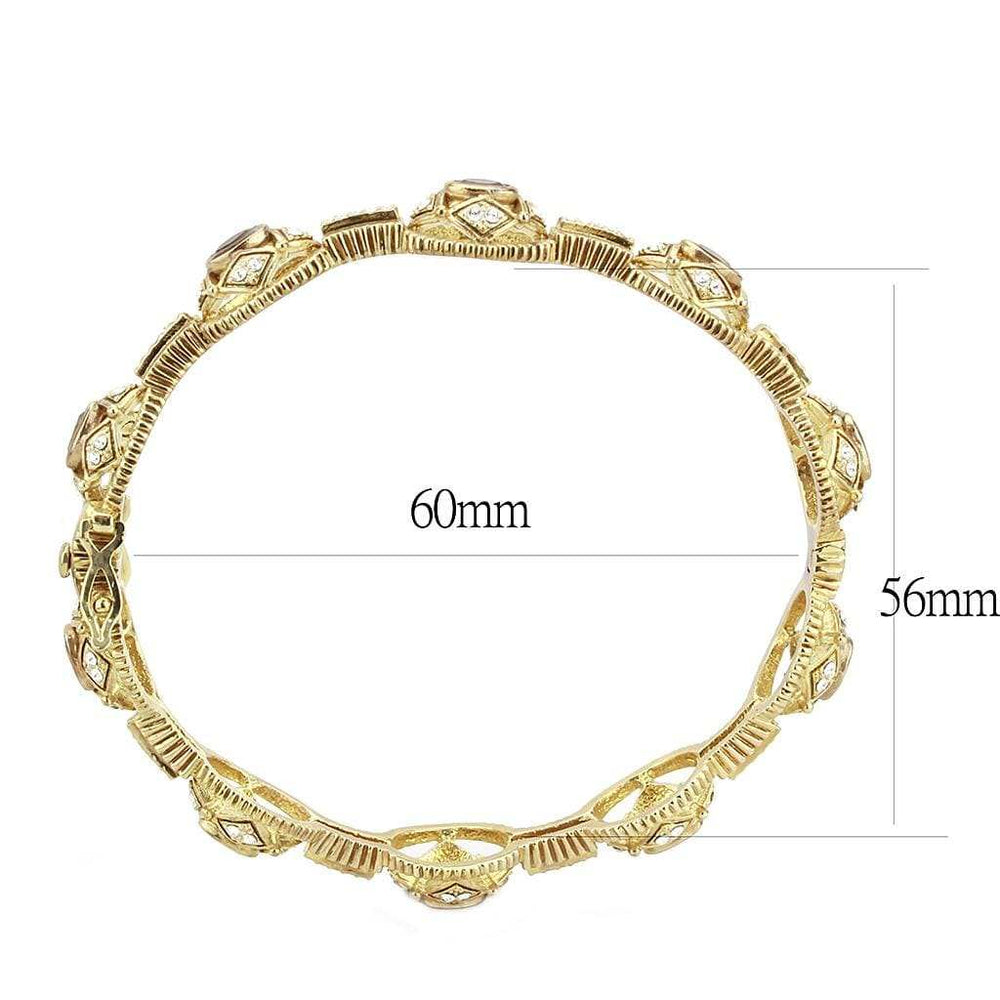 LO4336 - Gold Brass Bangle with Synthetic in Brown - Alamode - Flyclothing LLC