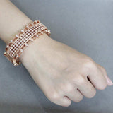 LO4344 - Rose Gold Brass Bangle with Top Grade Crystal in Clear - Alamode - Flyclothing LLC
