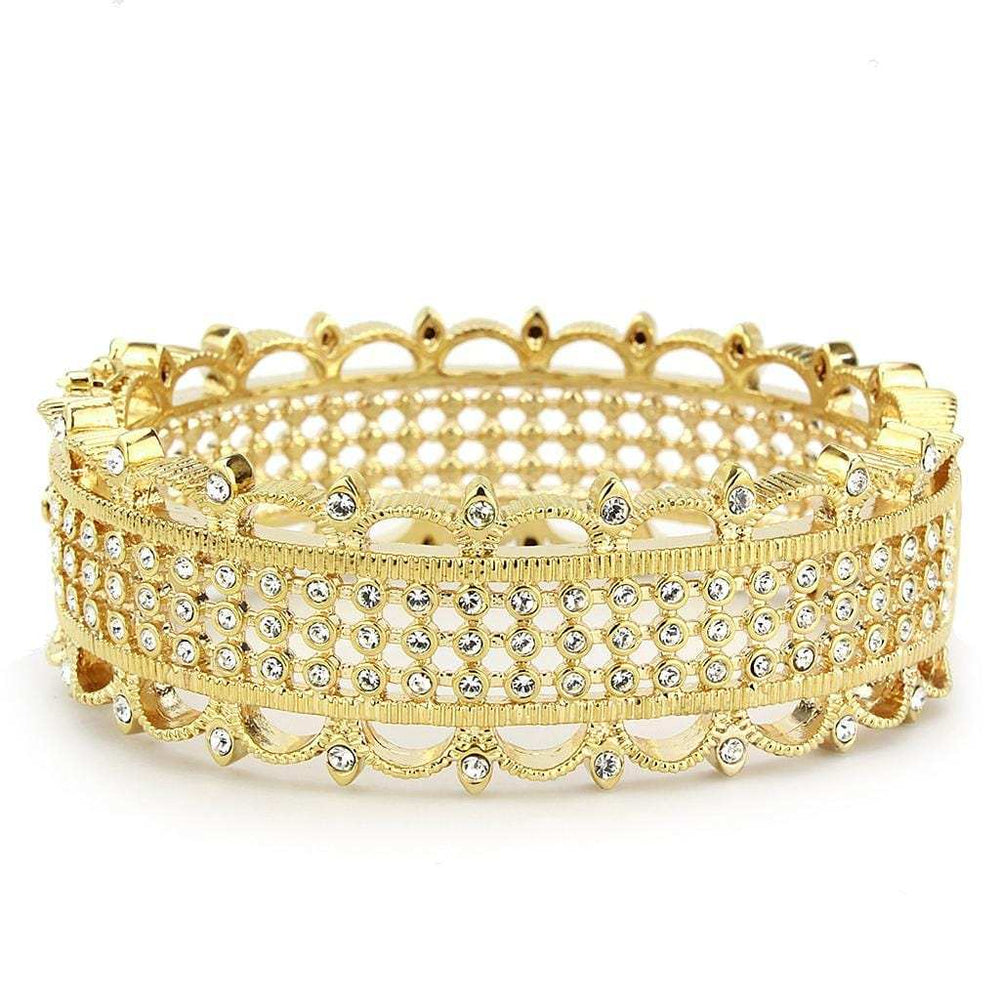 LO4345 - Gold Brass Bangle with Top Grade Crystal in Clear - Alamode - Flyclothing LLC