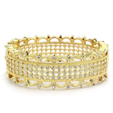 LO4345 - Gold Brass Bangle with Top Grade Crystal in Clear - Alamode - Flyclothing LLC