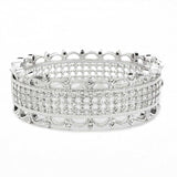 LO4346 - Rhodium Brass Bangle with Top Grade Crystal in Clear - Alamode - Flyclothing LLC