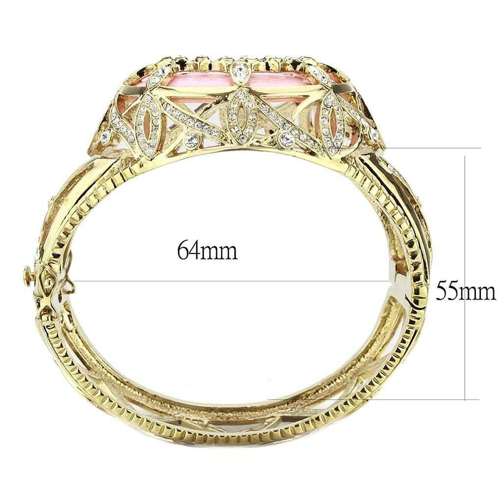 LO4347 - Gold Brass Bangle with Synthetic in Rose - Alamode - Flyclothing LLC