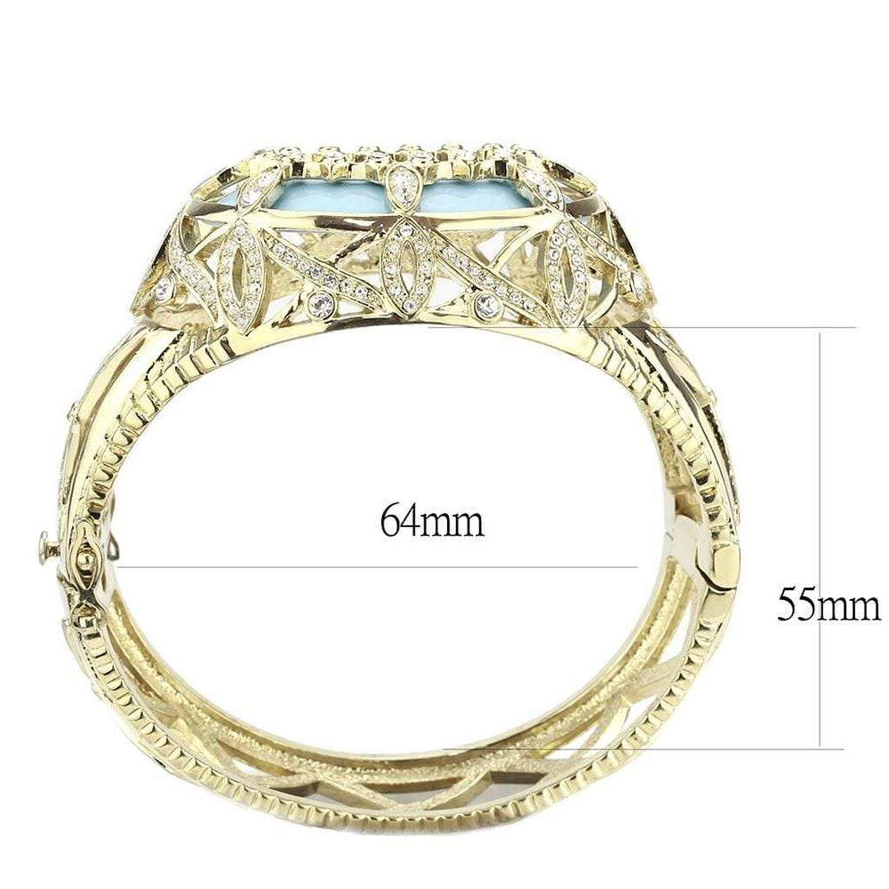 LO4348 - Gold Brass Bangle with Synthetic in Sea Blue - Alamode - Flyclothing LLC
