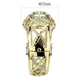 LO4348 - Gold Brass Bangle with Synthetic in Sea Blue - Alamode - Flyclothing LLC