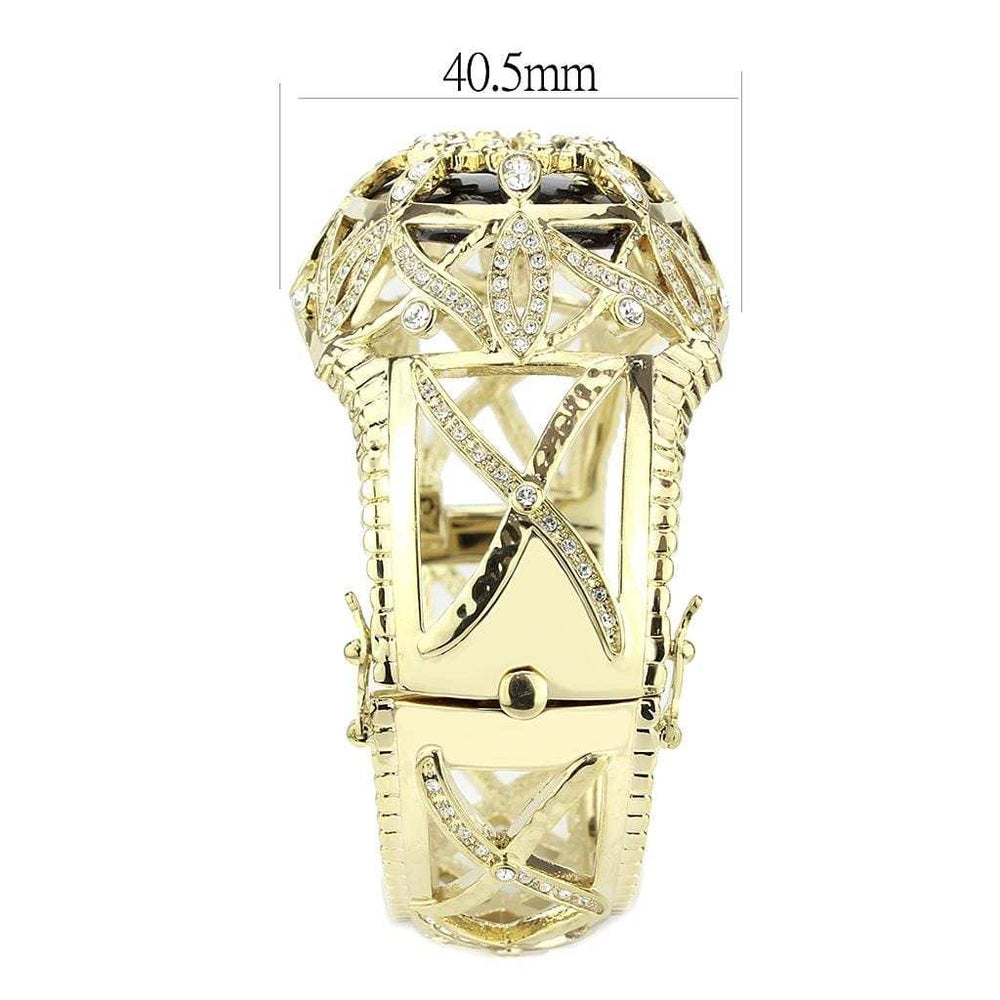 LO4349 - Gold Brass Bangle with Synthetic in Jet - Alamode - Flyclothing LLC