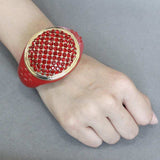 LO4351 - Gold Brass Bangle with Top Grade Crystal in Multi Color - Alamode - Flyclothing LLC