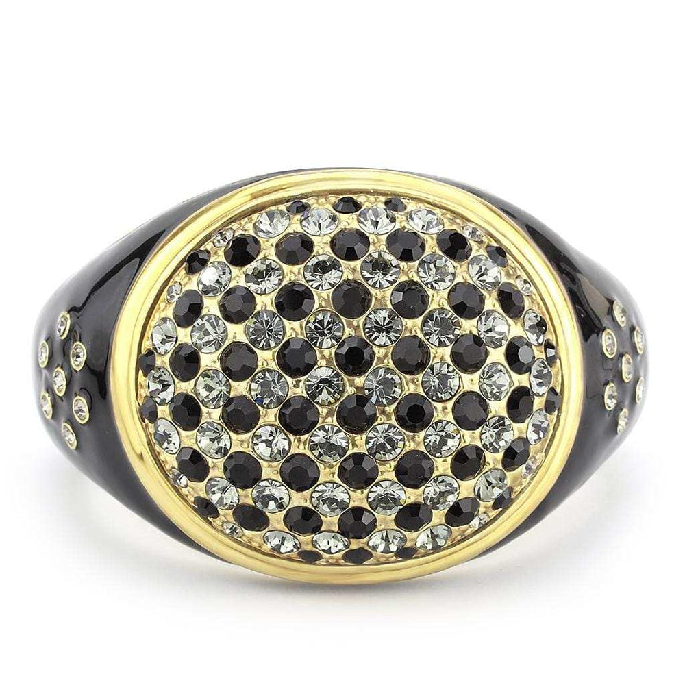 LO4352 - Gold Brass Bangle with Top Grade Crystal in Multi Color - Alamode - Flyclothing LLC