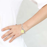 LO4636 - High-Polished Brass Bracelet with Epoxy in Emerald - Alamode - Flyclothing LLC