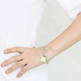 LO4639 - High-Polished Brass Bracelet with Epoxy in Emerald - Alamode - Flyclothing LLC