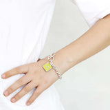 LO4640 - High-Polished Brass Bracelet with Epoxy in Emerald - Alamode - Flyclothing LLC