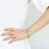 LO4641 - High-Polished Brass Bracelet with Epoxy in Emerald - Alamode - Flyclothing LLC