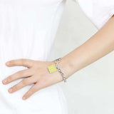 LO4642 - High-Polished Brass Bracelet with Epoxy in Emerald - Alamode - Flyclothing LLC