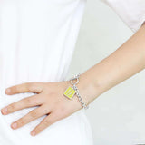 LO4646 - High-Polished Brass Bracelet with Epoxy in Emerald - Alamode - Flyclothing LLC