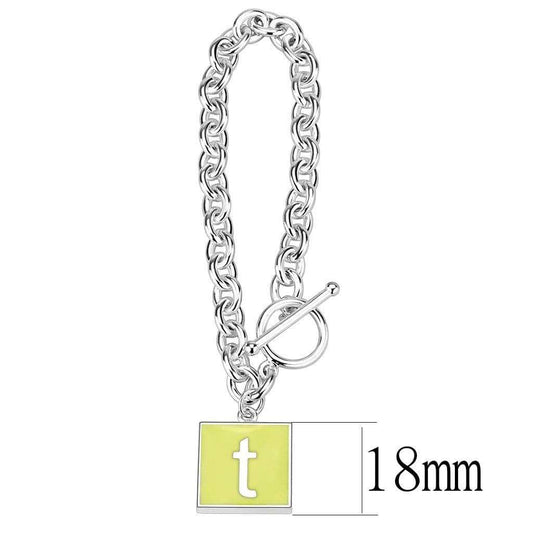 LO4647 - High-Polished Brass Bracelet with Epoxy in Emerald - Alamode - Flyclothing LLC