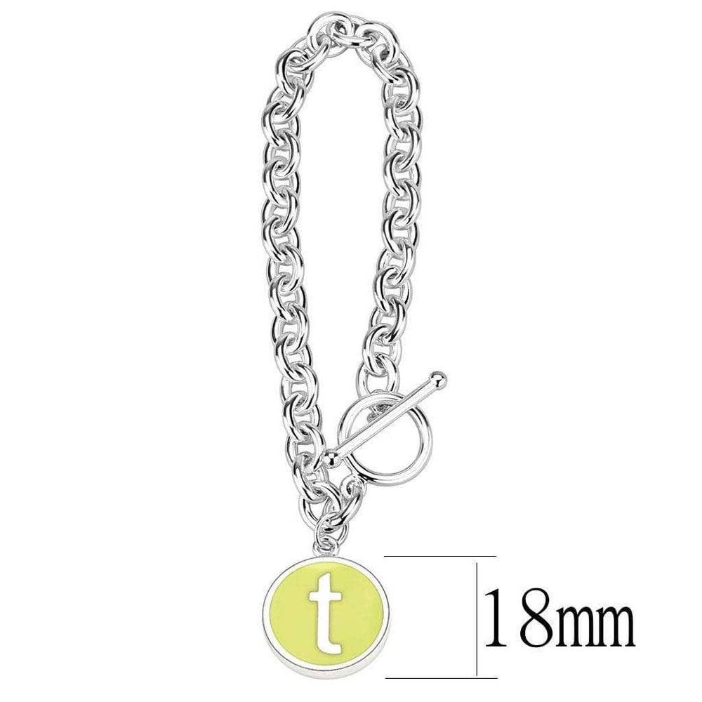 LO4650 - High-Polished Brass Bracelet with Epoxy in Emerald - Alamode - Flyclothing LLC