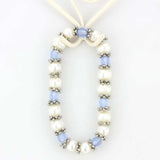 LO4652 - Antique Silver White Metal Bracelet with Synthetic Pearl in Sea Blue - Alamode - Flyclothing LLC