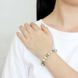 LO4653 - Antique Silver White Metal Bracelet with Synthetic Pearl in Olivine color - Alamode - Flyclothing LLC
