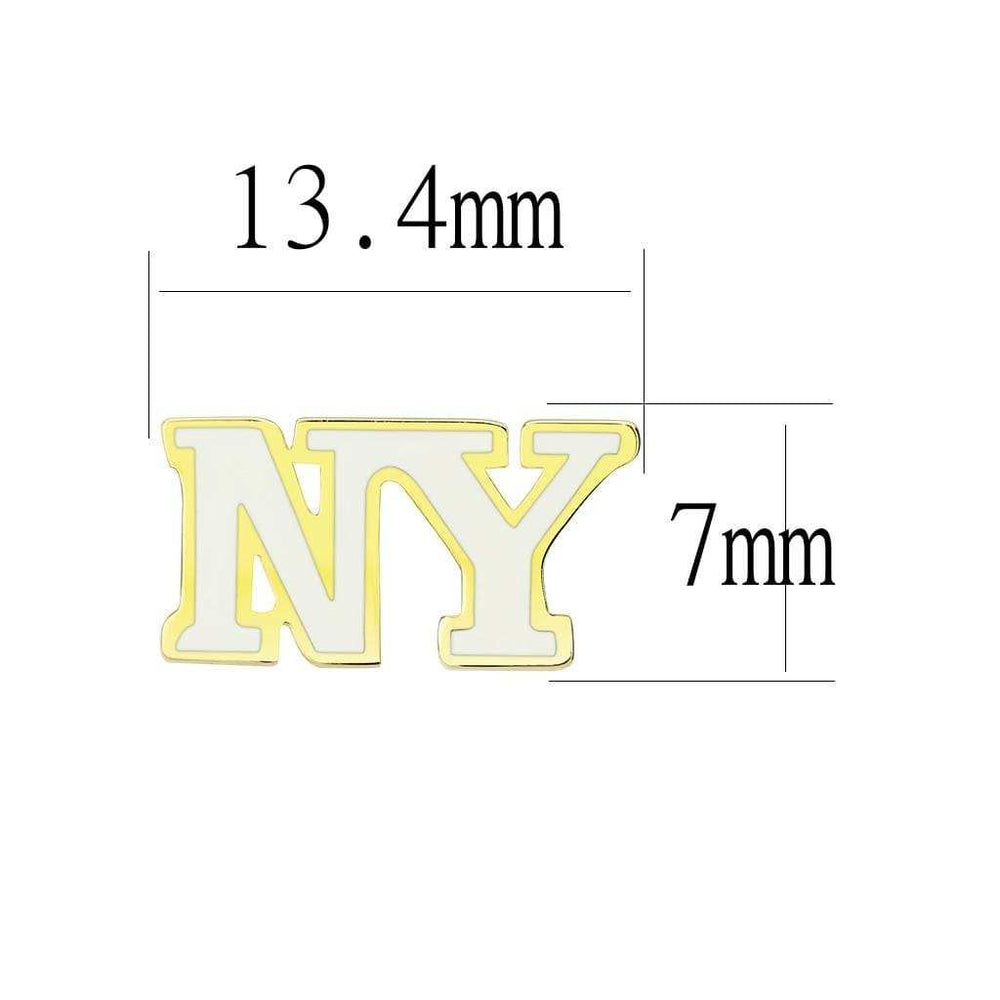 LO4666 - Gold Brass Earrings with Epoxy in White - Alamode - Flyclothing LLC