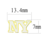 LO4666 - Gold Brass Earrings with Epoxy in White - Alamode - Flyclothing LLC