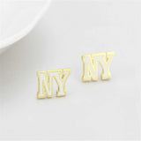 LO4666 - Gold Brass Earrings with Epoxy in White - Alamode - Flyclothing LLC