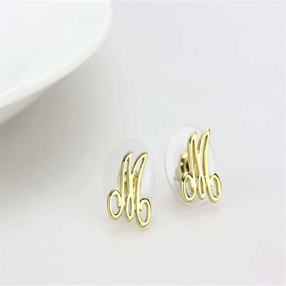 LO4667 - Flash Gold Brass Earrings with No Stone - Alamode - Flyclothing LLC