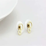 LO4671 - Flash Gold Brass Earrings with No Stone - Alamode - Flyclothing LLC