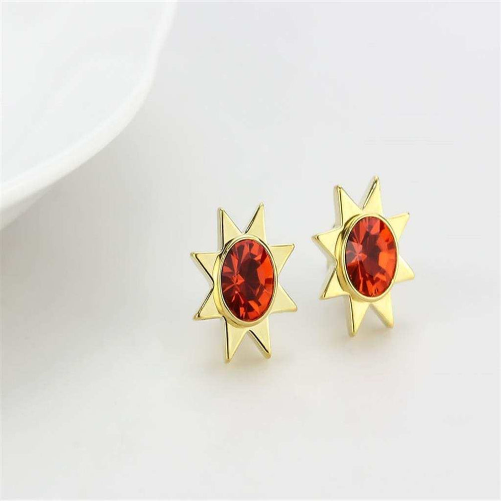 LO4675 - Gold Brass Earrings with Top Grade Crystal in Orange - Alamode - Flyclothing LLC