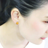 LO4676 - Gold Brass Earrings with Epoxy in Orange - Alamode - Flyclothing LLC
