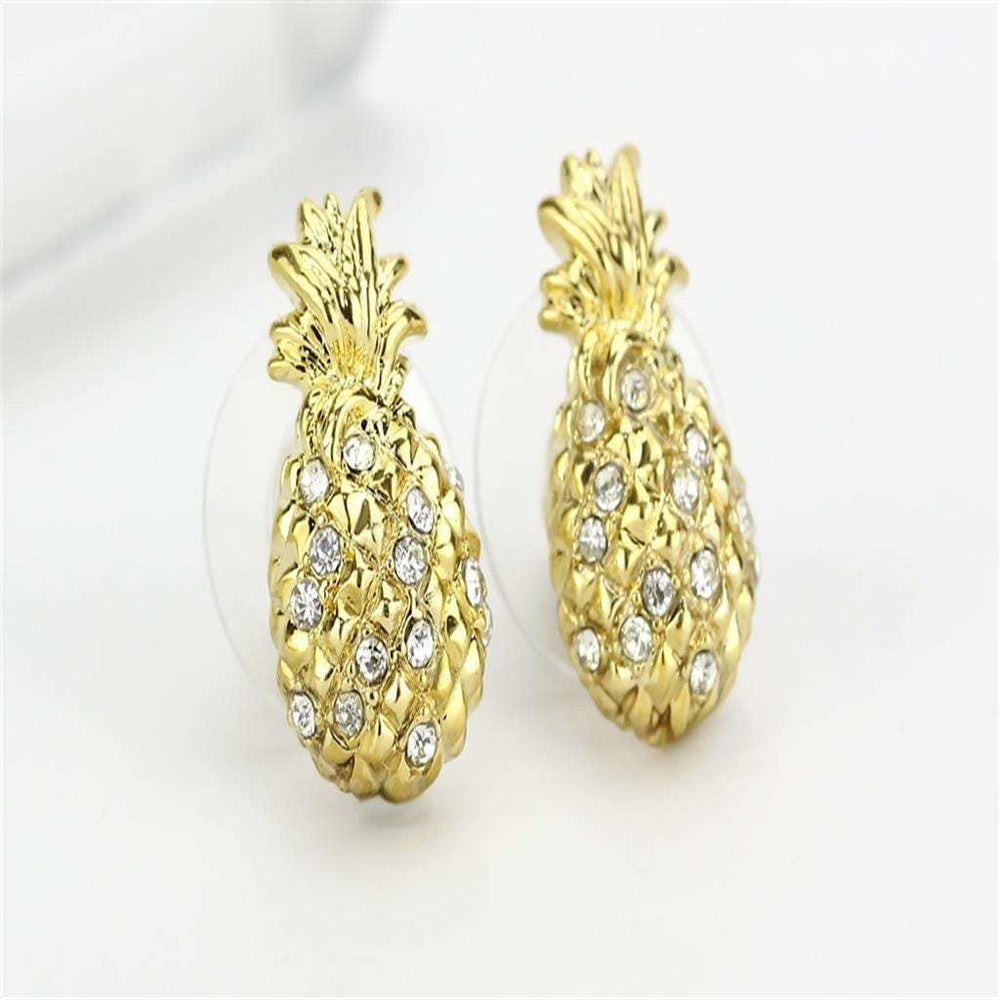 LO4677 - Gold Brass Earrings with Top Grade Crystal in Clear - Alamode - Flyclothing LLC