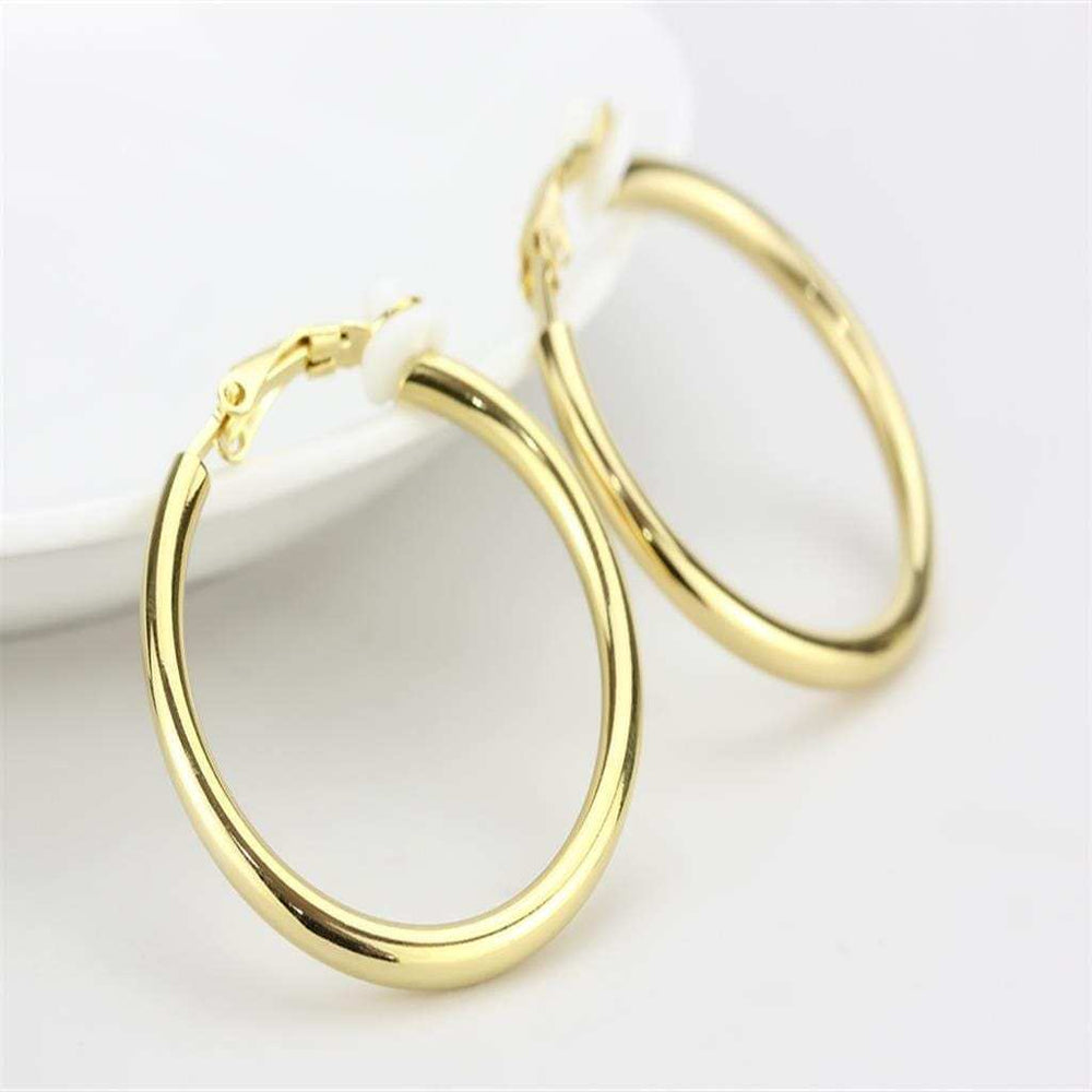 LO4682 - Gold Brass Earrings with No Stone - Alamode - Flyclothing LLC
