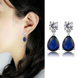 LO4684 - Rhodium Brass Earrings with Synthetic Synthetic Glass in Montana - Alamode - Flyclothing LLC