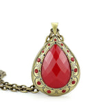 LO4686 - Antique Copper Brass Chain Pendant with Synthetic Synthetic Stone in Red Series - Alamode - Flyclothing LLC
