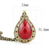 LO4686 - Antique Copper Brass Chain Pendant with Synthetic Synthetic Stone in Red Series - Alamode - Flyclothing LLC