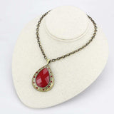 LO4686 - Antique Copper Brass Chain Pendant with Synthetic Synthetic Stone in Red Series - Alamode - Flyclothing LLC