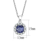 LO4697 - Rhodium Brass Chain Pendant with Synthetic Synthetic Glass in Tanzanite - Alamode - Flyclothing LLC