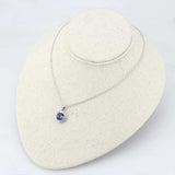 LO4697 - Rhodium Brass Chain Pendant with Synthetic Synthetic Glass in Tanzanite - Alamode - Flyclothing LLC
