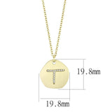 LO4698 - Gold & Brush Brass Chain Pendant with Top Grade Crystal in Clear - Alamode - Flyclothing LLC