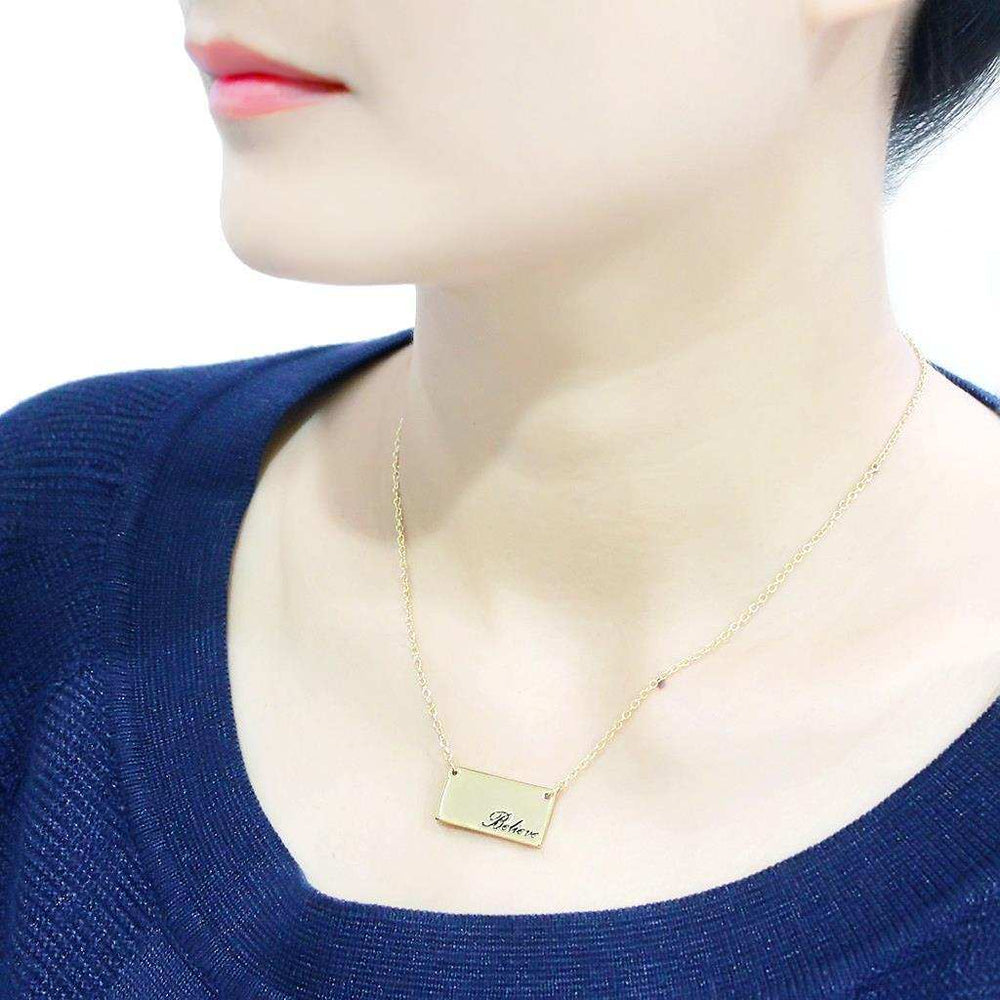 LO4700 - Flash Gold Brass Necklace with Top Grade Crystal in Clear - Alamode - Flyclothing LLC