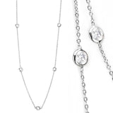 LO4704 - Rhodium Brass Necklace with AAA Grade CZ in Clear - Alamode - Flyclothing LLC