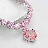 LO4705 - Rhodium Brass Necklace with AAA Grade CZ in Rose - Alamode - Flyclothing LLC
