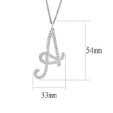 LO4707 - Silver Brass Chain Pendant with Top Grade Crystal in Clear - Alamode - Flyclothing LLC