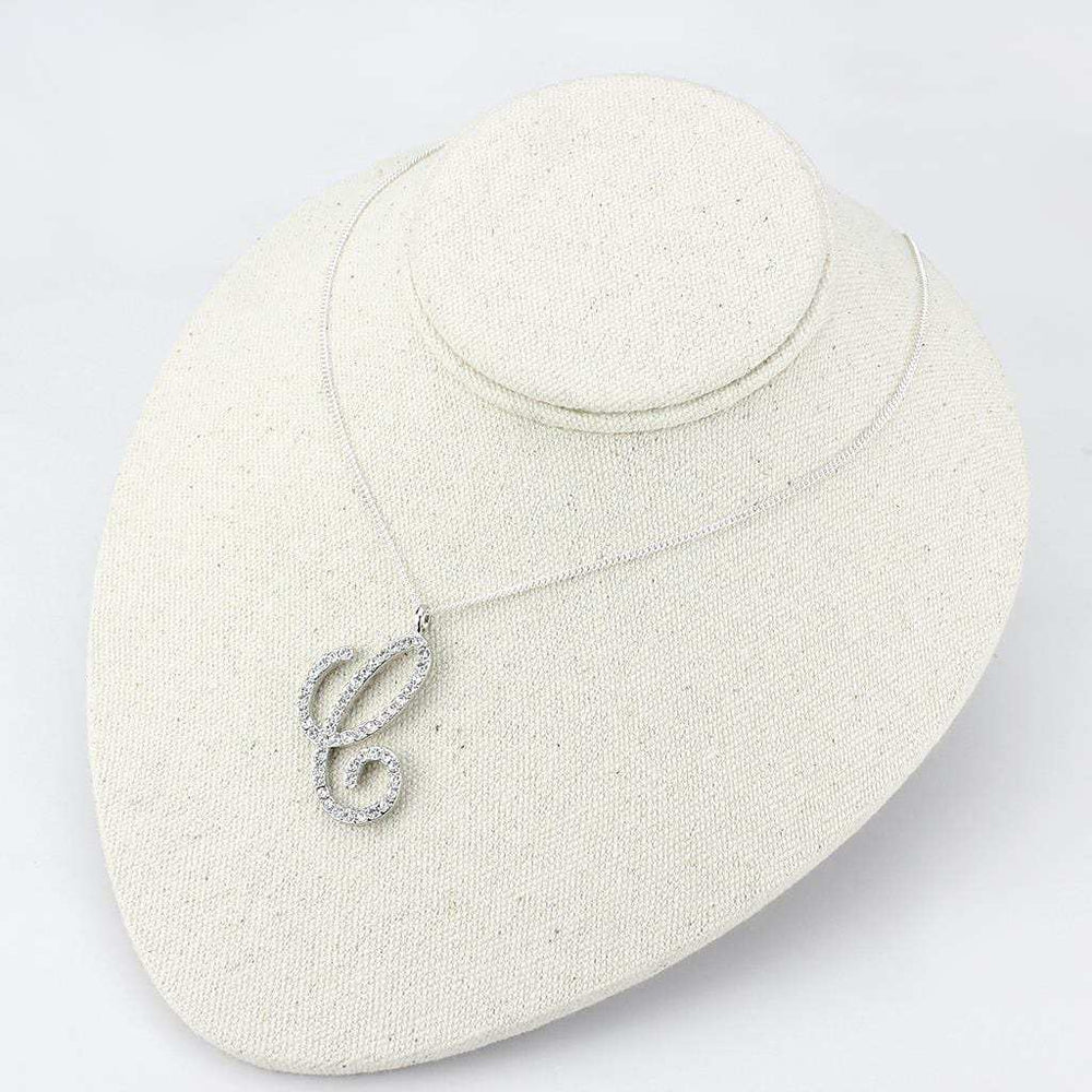 LO4708 - Imitation Rhodium Brass Chain Pendant with Top Grade Crystal in Clear - Alamode - Flyclothing LLC